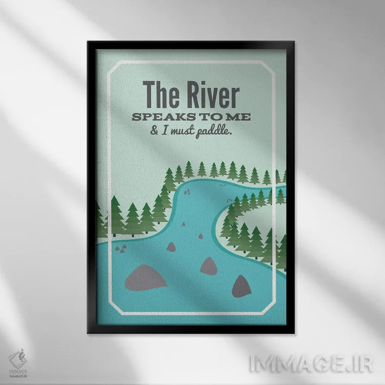 تابلو رودخانه با من سخن میگوید اثر پرینتهای بنتون پارک (استودیو/گالری هنری) - نمای قابدار مشکی