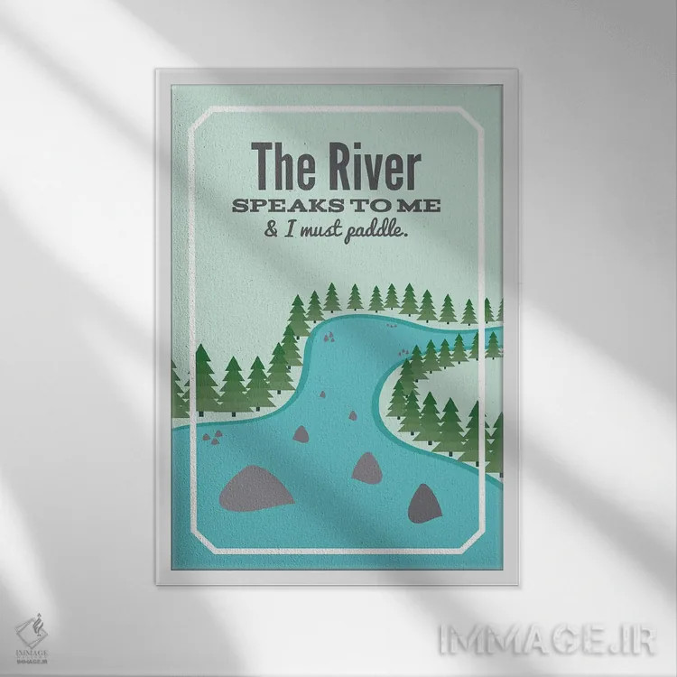 تابلو رودخانه با من سخن میگوید اثر پرینتهای بنتون پارک (استودیو/گالری هنری) - نمای قابدار سفید