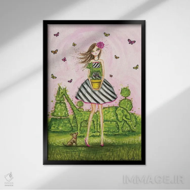 تابلو بونسای تولهسگ کوچک اثر بلا پیلار - نمای قابدار مشکی