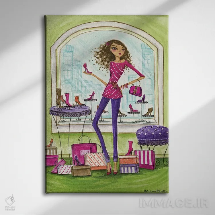 تابلو فروشگاه کفش شهر اثر بلا پیلار - نمای روبهرو روی دیوار