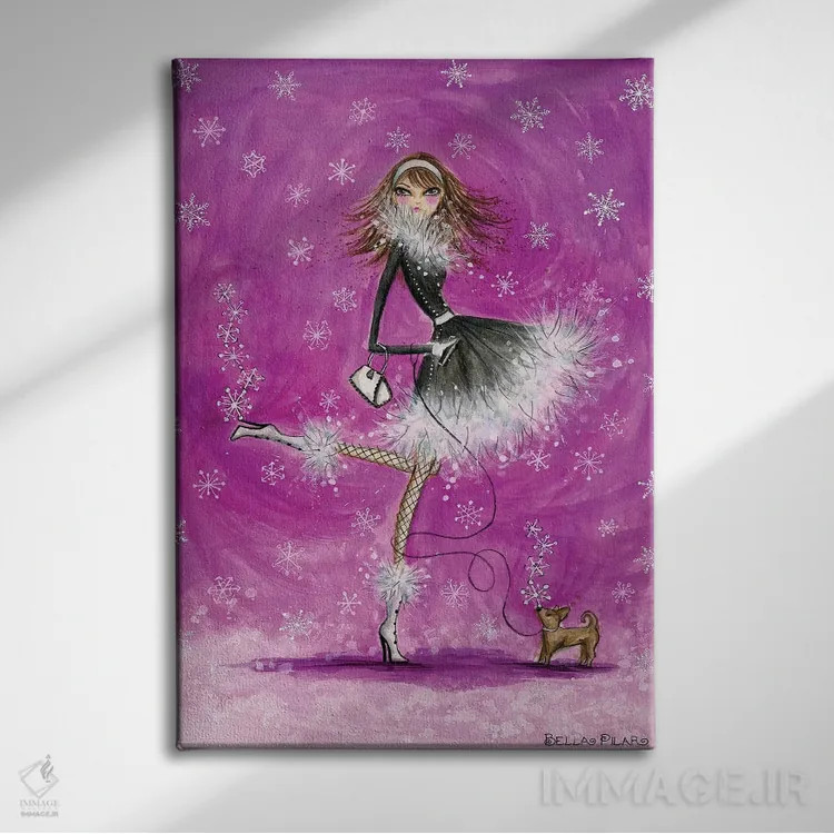 تابلو پیادهروی برفی تولهسگ کوچک اثر بلا پیلار - نمای روبهرو روی دیوار