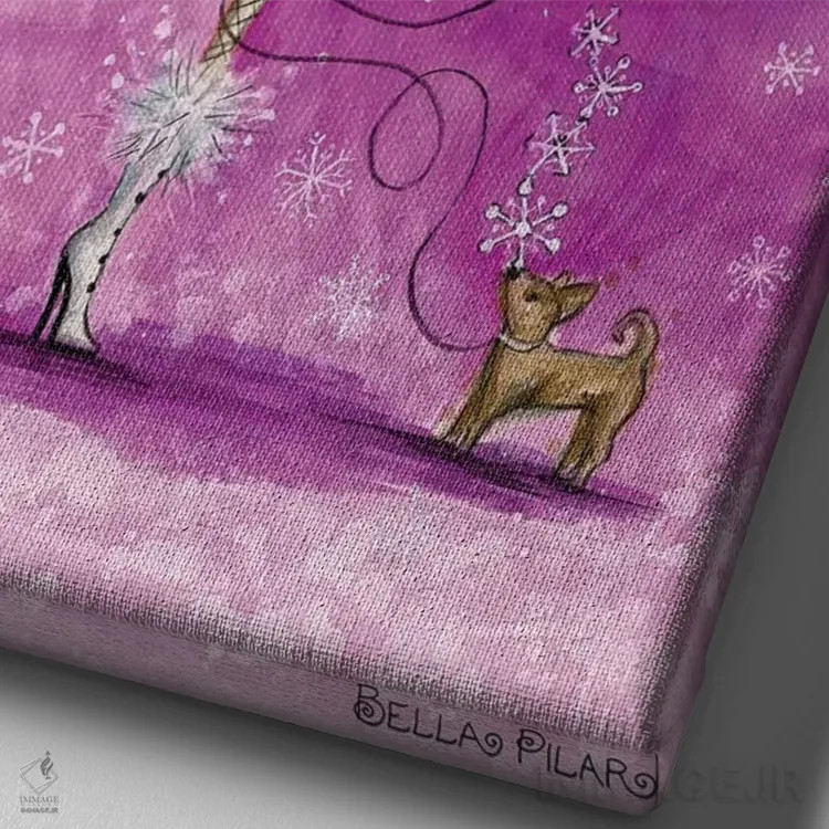 تابلو پیادهروی برفی تولهسگ کوچک اثر بلا پیلار - نمای نزدیک بافت بوم