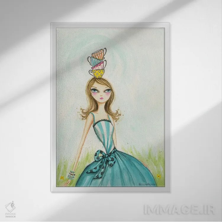 تابلو زمان چای مهمانی چای اثر بلا پیلار - نمای قابدار سفید