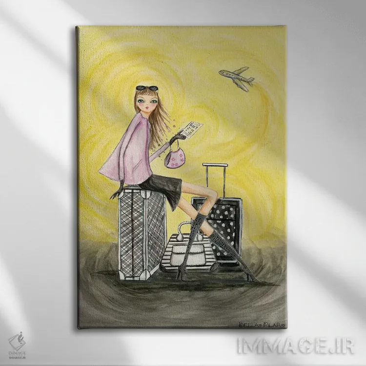 تابلو بلیط طلایی اثر بلا پیلار - نمای روبهرو روی دیوار