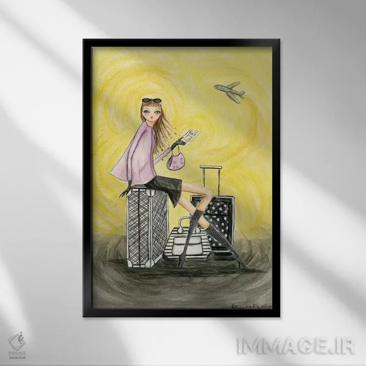 تابلو بلیط طلایی اثر بلا پیلار - نمای قابدار مشکی