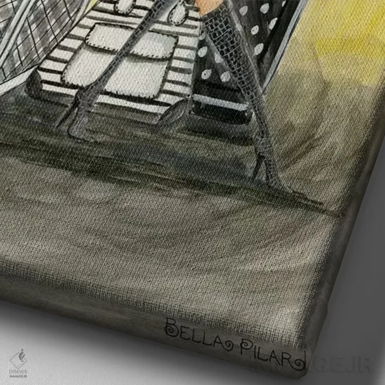 تابلو بلیط طلایی اثر بلا پیلار - نمای نزدیک بافت بوم