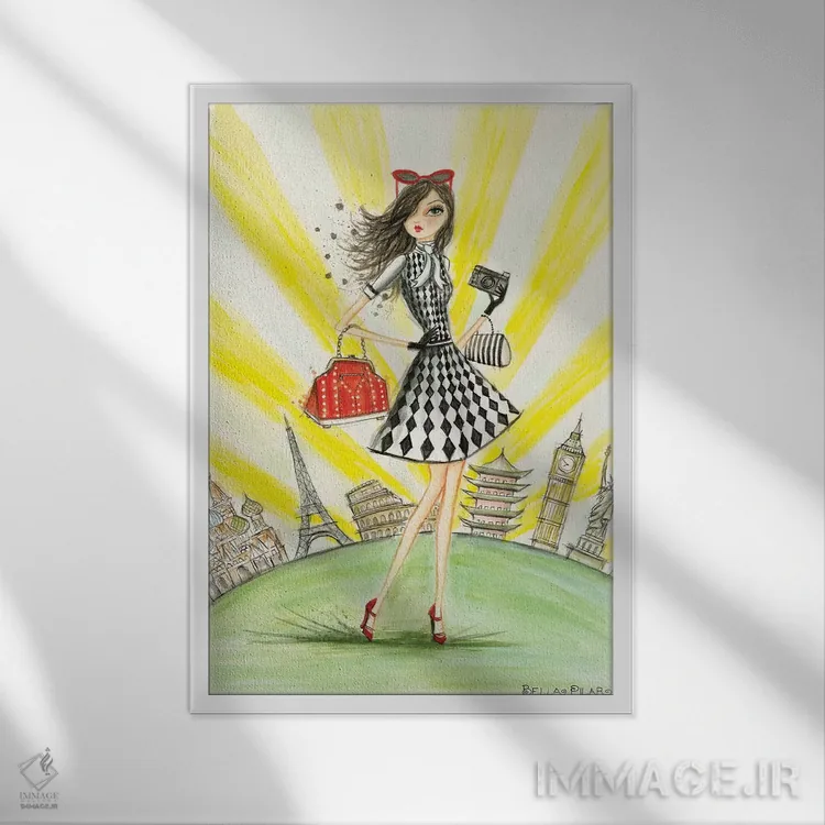 تابلو آریستا در سراسر جهان اثر بلا پیلار - نمای قابدار سفید