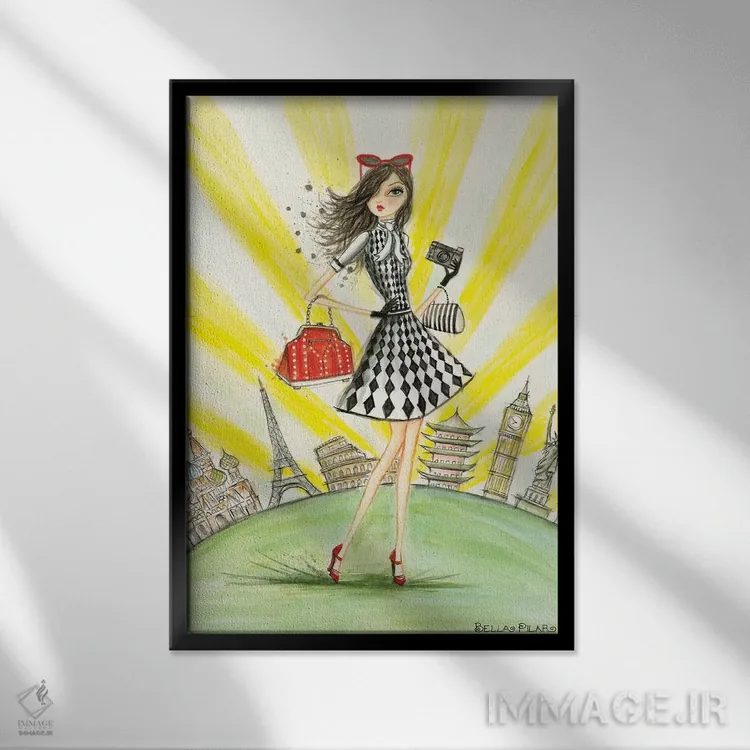 تابلو آریستا در سراسر جهان اثر بلا پیلار - نمای قابدار مشکی