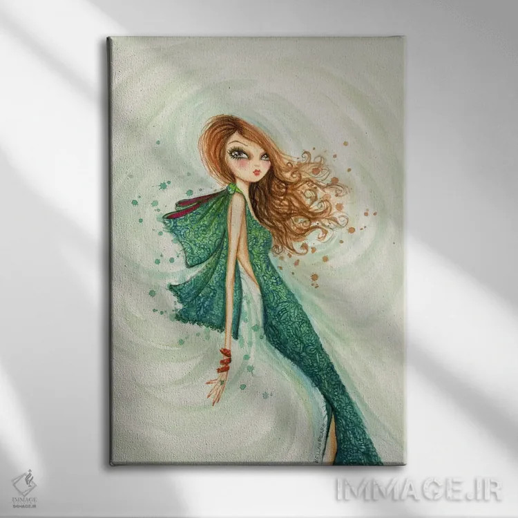 تابلو دختر مو قرمز سلطنتی اثر بلا پیلار - نمای روبهرو روی دیوار