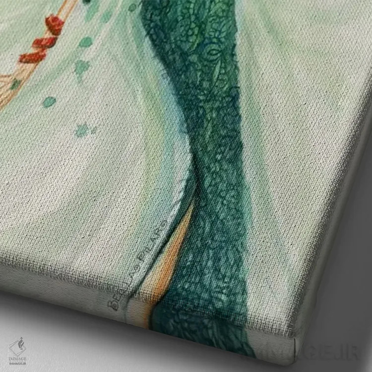 تابلو دختر مو قرمز سلطنتی اثر بلا پیلار - نمای نزدیک بافت بوم