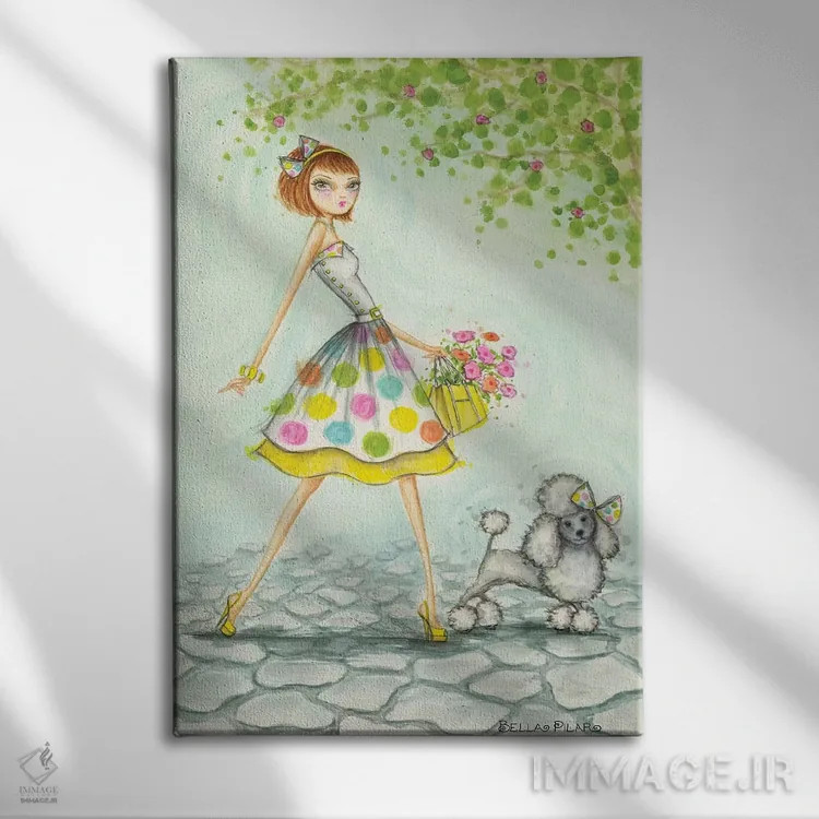تابلو داتی و پرنسس پودل اثر بلا پیلار - نمای روبهرو روی دیوار