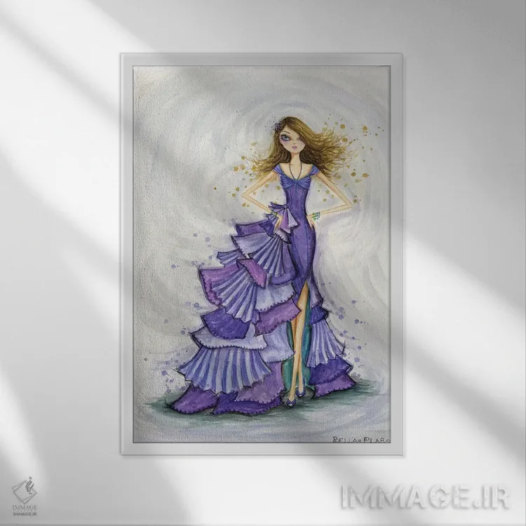 تابلو سنگهای قیمتی بنفش اثر بلا پیلار - نمای قابدار سفید