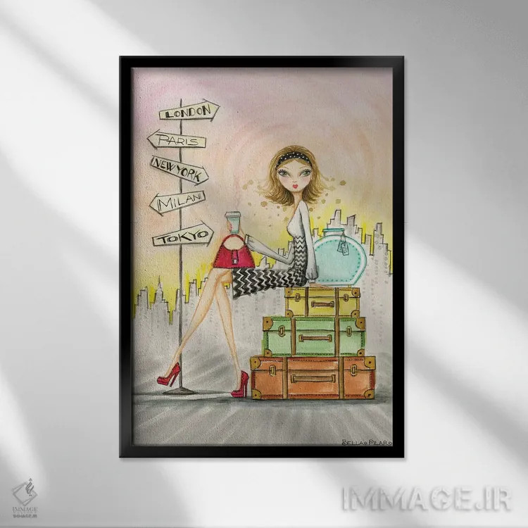 تابلو گرتا در حال حرکت اثر بلا پیلار - نمای قابدار مشکی