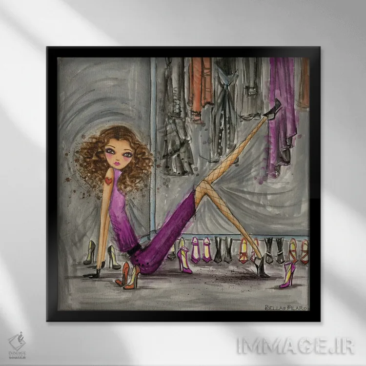 تابلو رفتار مدل شماره ۸ اثر بلا پیلار - نمای قابدار مشکی