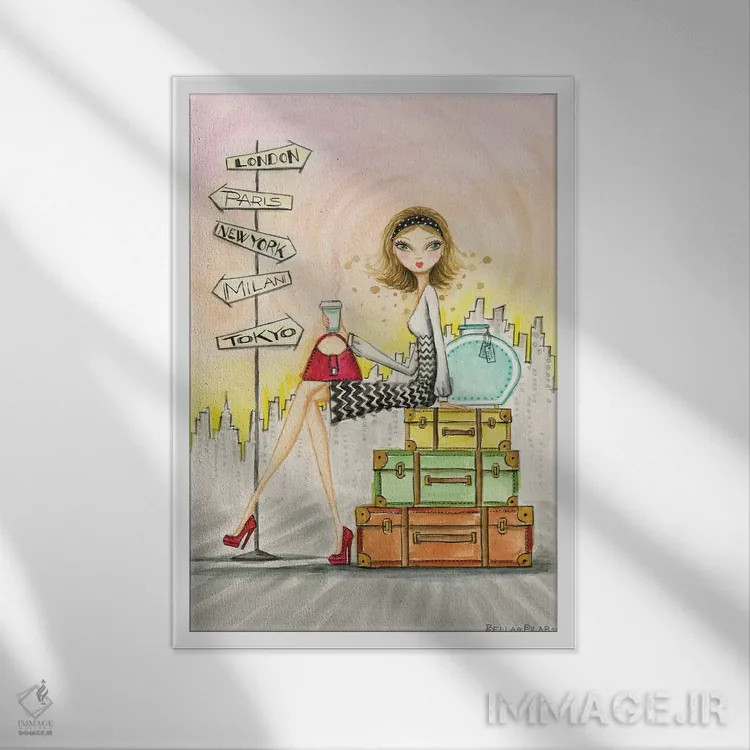 تابلو گرتا در حال حرکت اثر بلا پیلار - نمای قابدار سفید