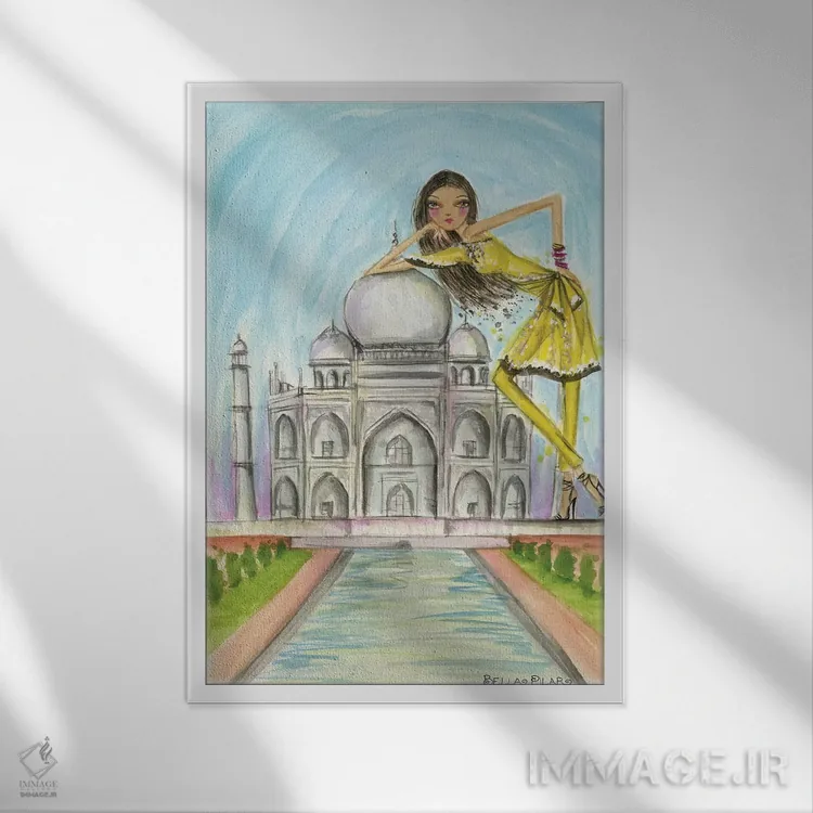 تابلو کارت پستال از هند اثر بلا پیلار - نمای قابدار سفید