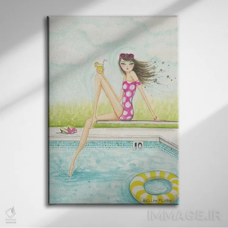 تابلو استخر حیاط پشتی اثر بلا پیلار - نمای روبهرو روی دیوار
