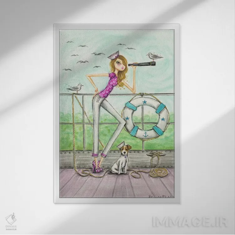 تابلو سلام برندای سوار بر کشتی اثر بلا پیلار - نمای قابدار سفید