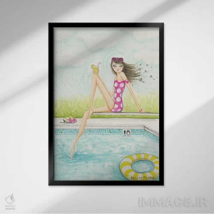 تابلو استخر حیاط پشتی اثر بلا پیلار - نمای قابدار مشکی