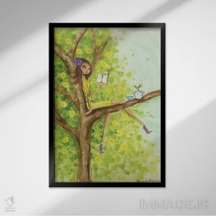 تابلو عصرانهٔ بهاری برای کتابدوستان اثر بلا پیلار - نمای قابدار مشکی