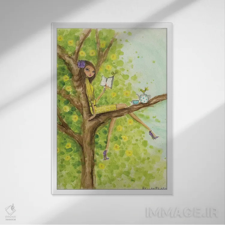 تابلو عصرانهٔ بهاری برای کتابدوستان اثر بلا پیلار - نمای قابدار سفید