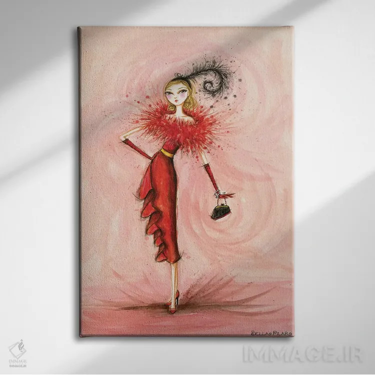 تابلو ستارهٔ کوچک با لباس قرمز اثر بلا پیلار - نمای روبهرو روی دیوار