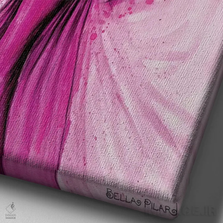 تابلو ستارهٔ کوچک با لباسی به رنگ سرخابی اثر بلا پیلار - نمای نزدیک بافت بوم