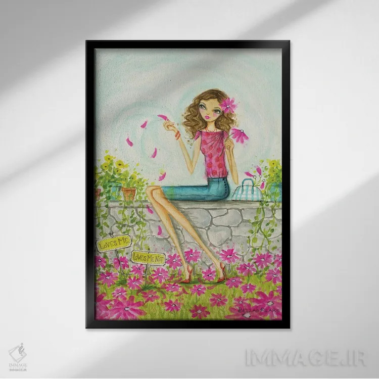 تابلو دوستم دارد یا نه اثر بلا پیلار - نمای قابدار مشکی