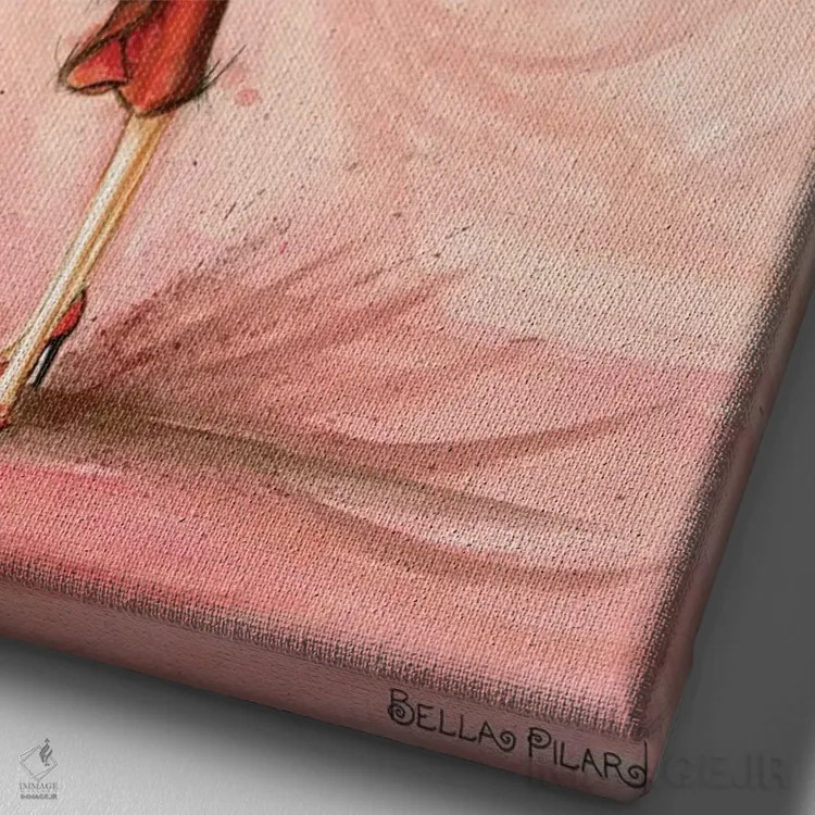 تابلو ستارهٔ کوچک با لباس قرمز اثر بلا پیلار - نمای نزدیک بافت بوم