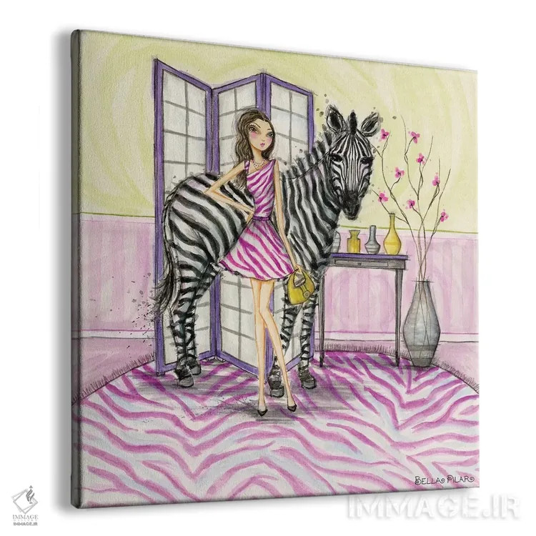 تابلو زویی و گورخر اثر بلا پیلار - نمای پرسپکتیو محصول