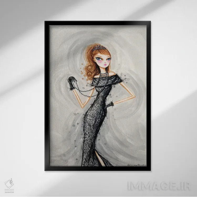 تابلو ستارهٔ کوچک در نیمه شب اثر بلا پیلار - نمای قابدار مشکی