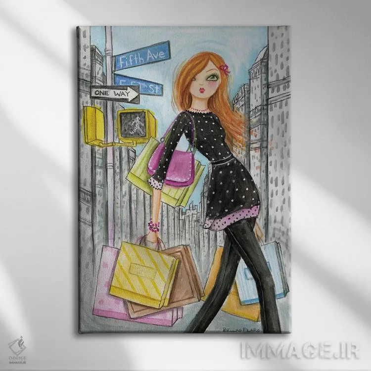 تابلو خرید در خیابان پنجم نیویورک اثر بلا پیلار - نمای روبهرو روی دیوار