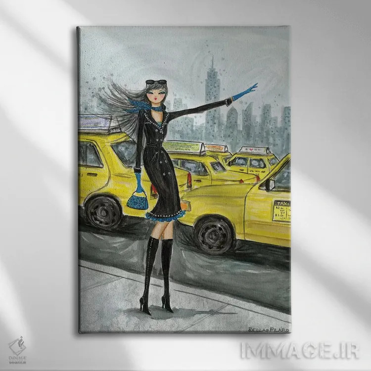 تابلو تاکسی نیویورک شماره ۱ اثر بلا پیلار - نمای روبهرو روی دیوار