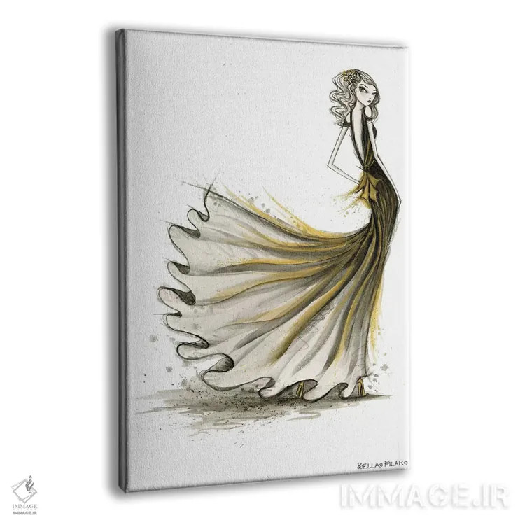 تابلو میهمانی مشکی و طلایی اثر بلا پیلار - نمای پرسپکتیو محصول