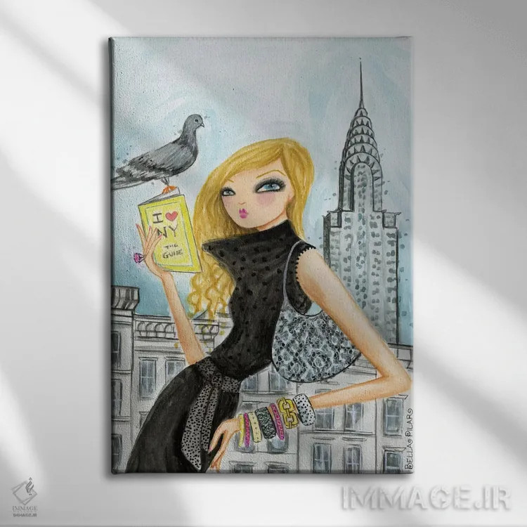 تابلو راهنمای بازدیدکنندگان نیویورک اثر بلا پیلار - نمای روبهرو روی دیوار