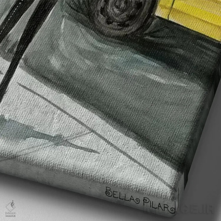 تابلو تاکسی نیویورک شماره ۱ اثر بلا پیلار - نمای نزدیک بافت بوم