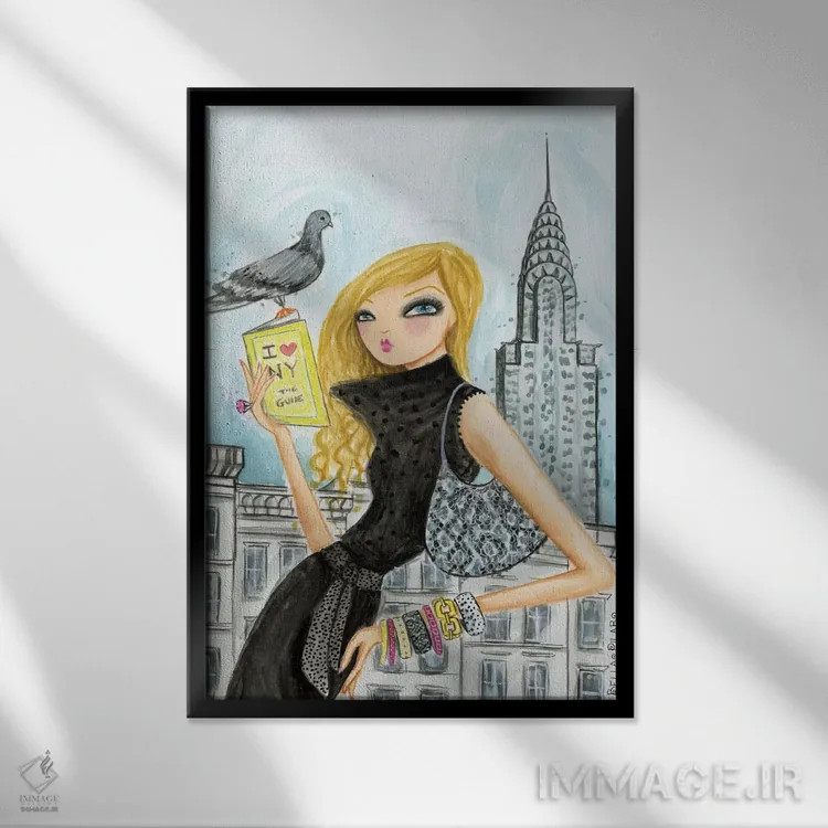 تابلو راهنمای بازدیدکنندگان نیویورک اثر بلا پیلار - نمای قابدار مشکی