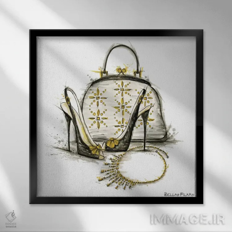 تابلو لوازم شلی اثر بلا پیلار - نمای قابدار مشکی