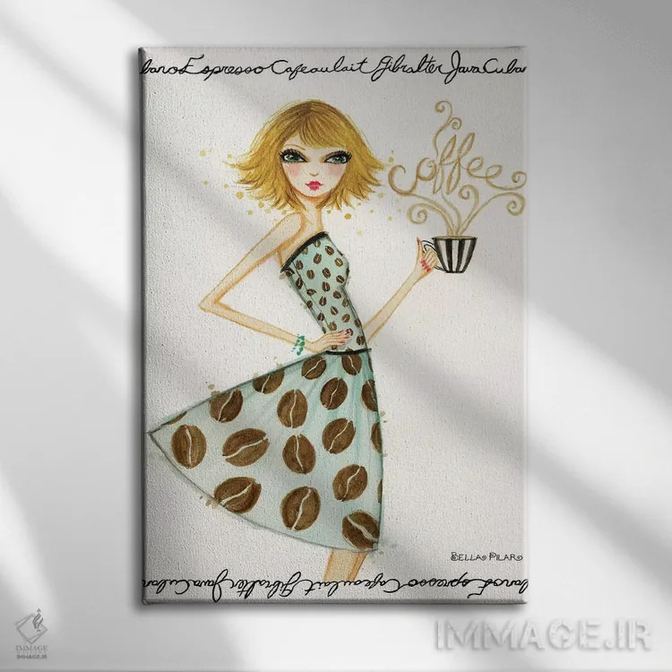 تابلو لایلا با لاته اثر بلا پیلار - نمای روبهرو روی دیوار