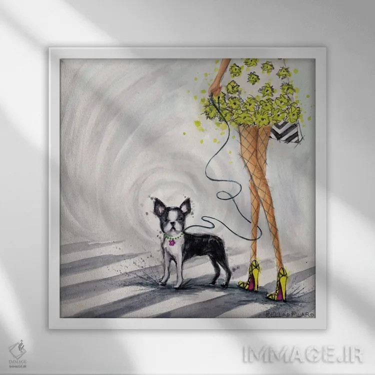 تابلو زندگی بر گذر عابر پیاده اثر بلا پیلار - نمای قابدار سفید