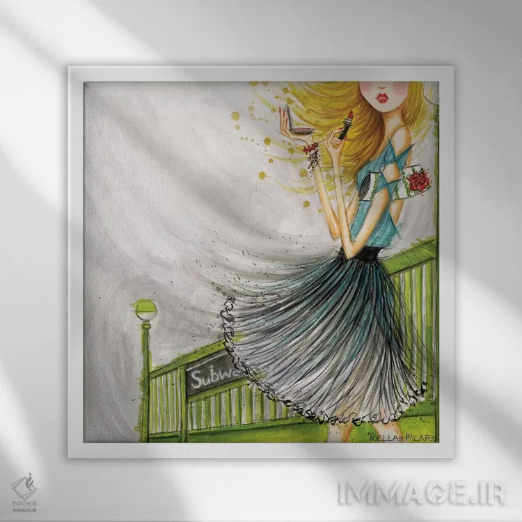 تابلو مترو (قطار زیرزمینی) اثر بلا پیلار - نمای قابدار سفید