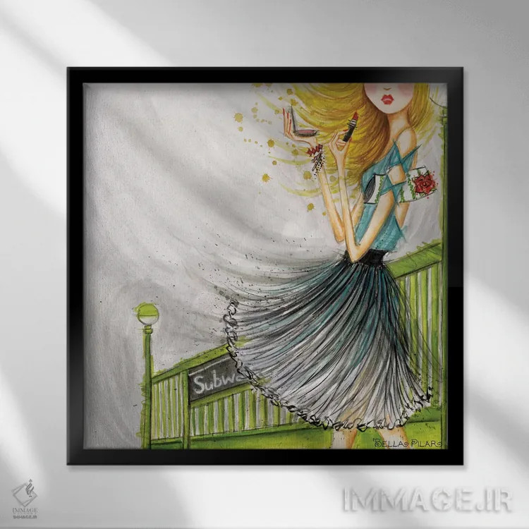 تابلو مترو (قطار زیرزمینی) اثر بلا پیلار - نمای قابدار مشکی