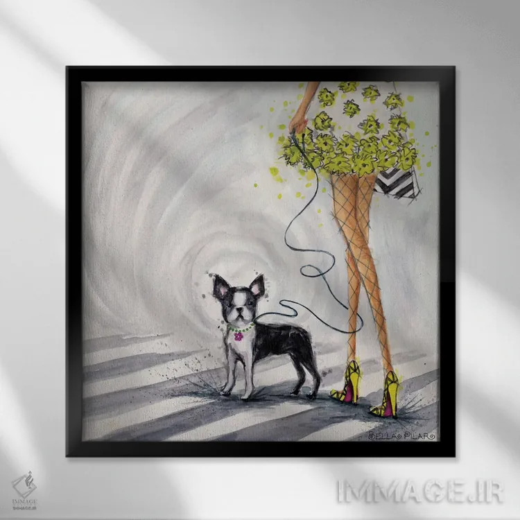 تابلو زندگی بر گذر عابر پیاده اثر بلا پیلار - نمای قابدار مشکی