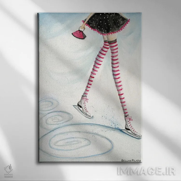 تابلو اسکیت در جورابهای آبنبات چوبی اثر بلا پیلار - نمای روبهرو روی دیوار