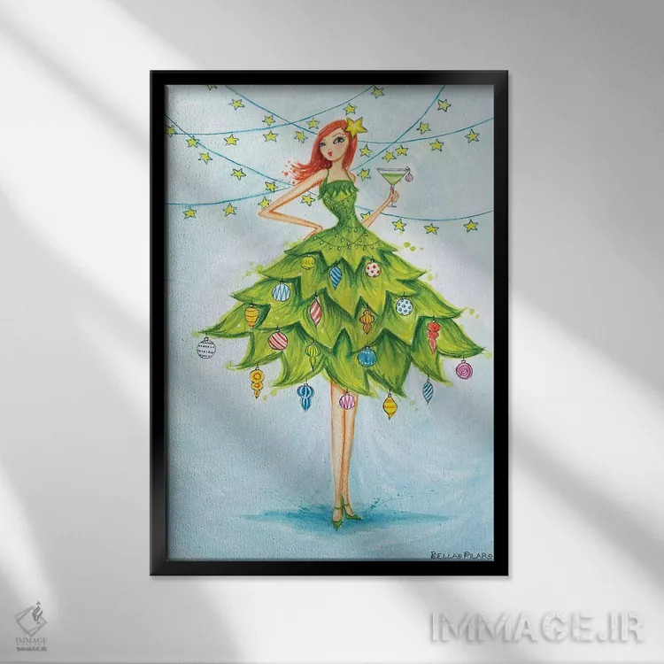 تابلو مارتینی شاد اثر بلا پیلار - نمای قابدار مشکی