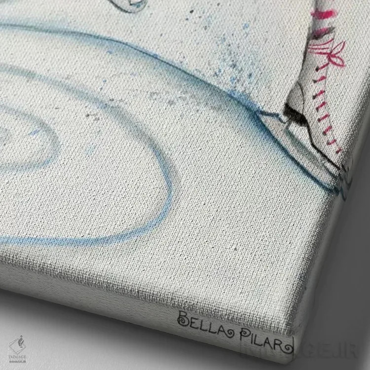 تابلو اسکیت در جورابهای آبنبات چوبی اثر بلا پیلار - نمای نزدیک بافت بوم