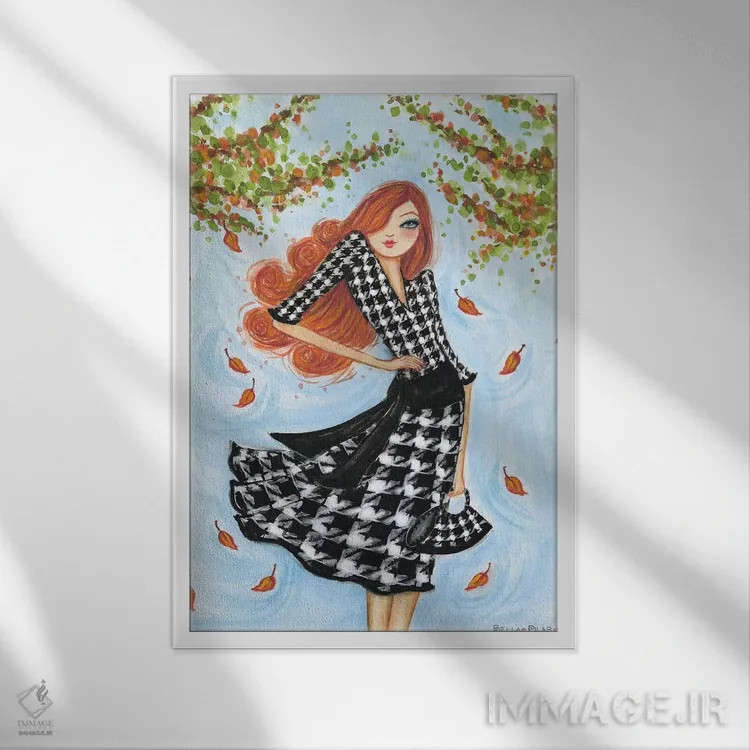 تابلو پیراهن زیبا با نقش پلیسهای اثر بلا پیلار - نمای قابدار سفید