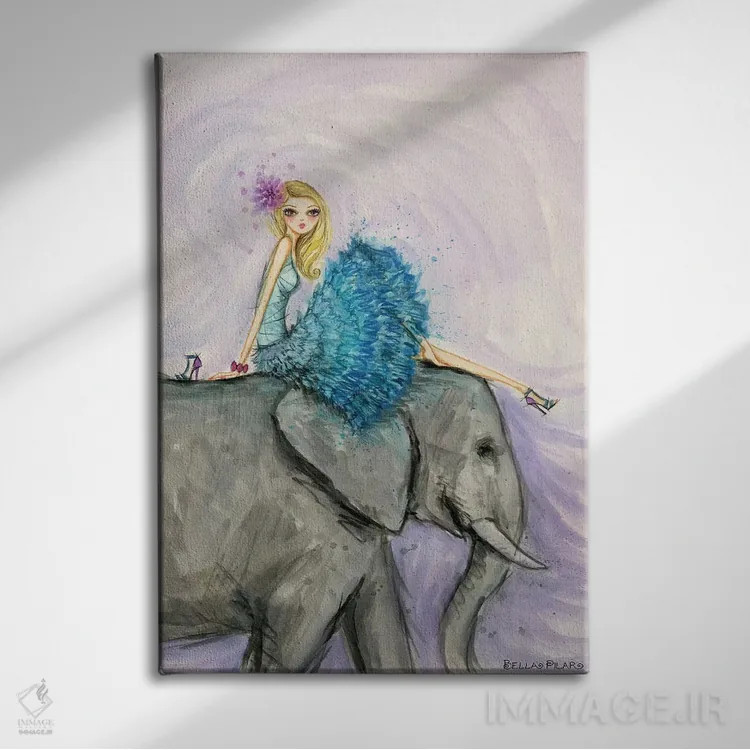 تابلو فیل باشکوه الیز زیبا اثر بلا پیلار - نمای روبهرو روی دیوار