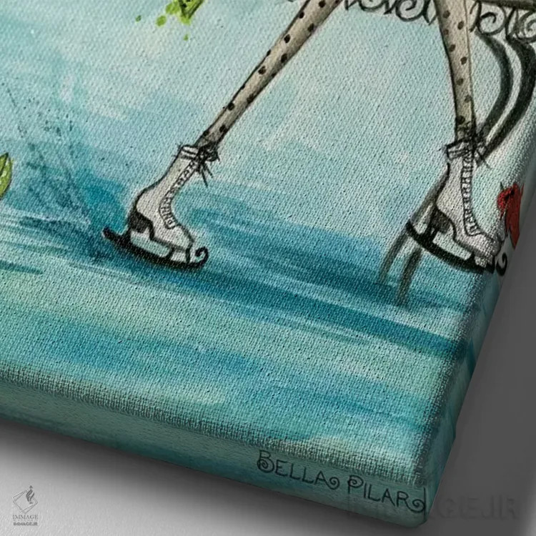 تابلو استراحت با شکلات داغ اثر بلا پیلار - نمای نزدیک بافت بوم