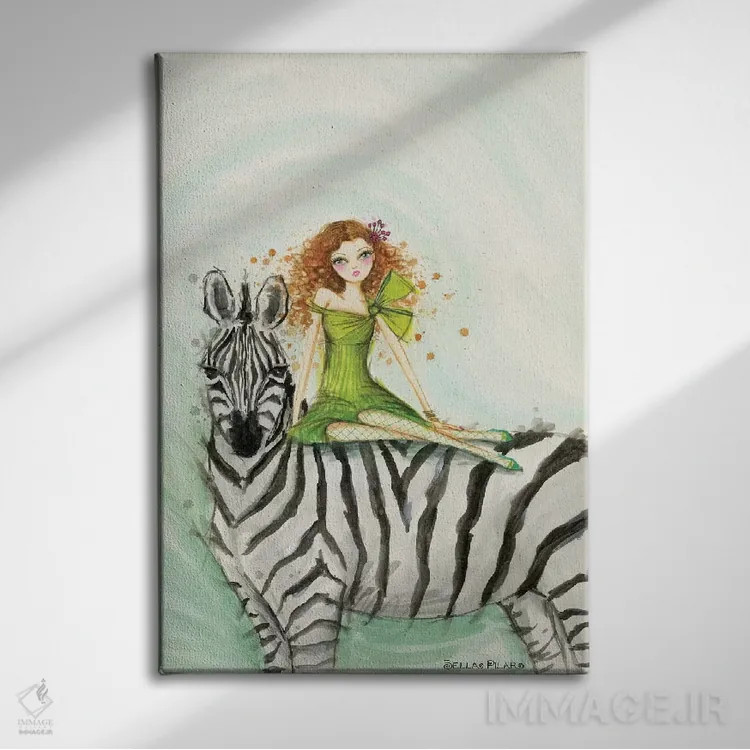 تابلو گورخر زیا اثر بلا پیلار - نمای روبهرو روی دیوار